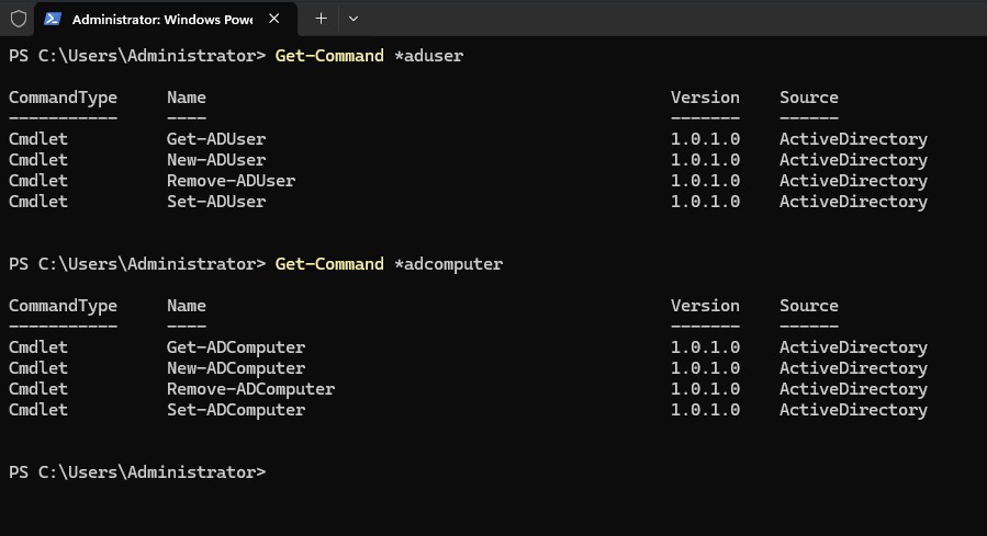 AD Get-Command AD Get-Command